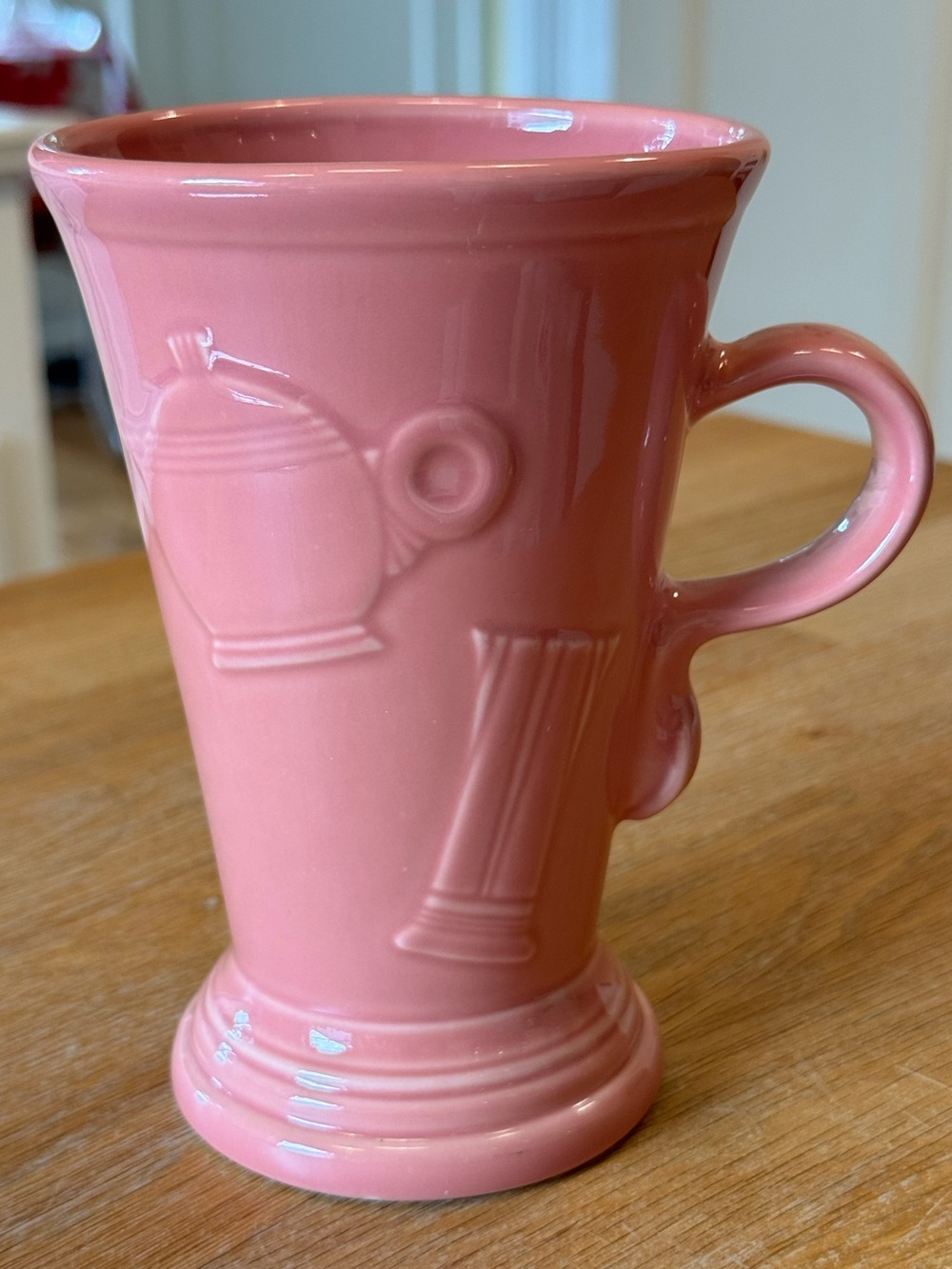🌸 Fiesta HLC USA Rose Pedestal Latte Mug Retired Color Embossed Coffeepot HTF